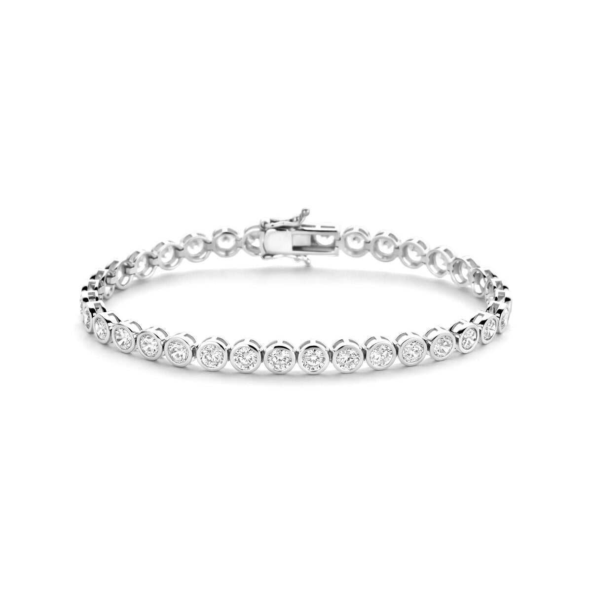 Silbernes Tennisarmband aus rhodiniertem 925 Silber mit Zirkonia, 5,3 mm breit