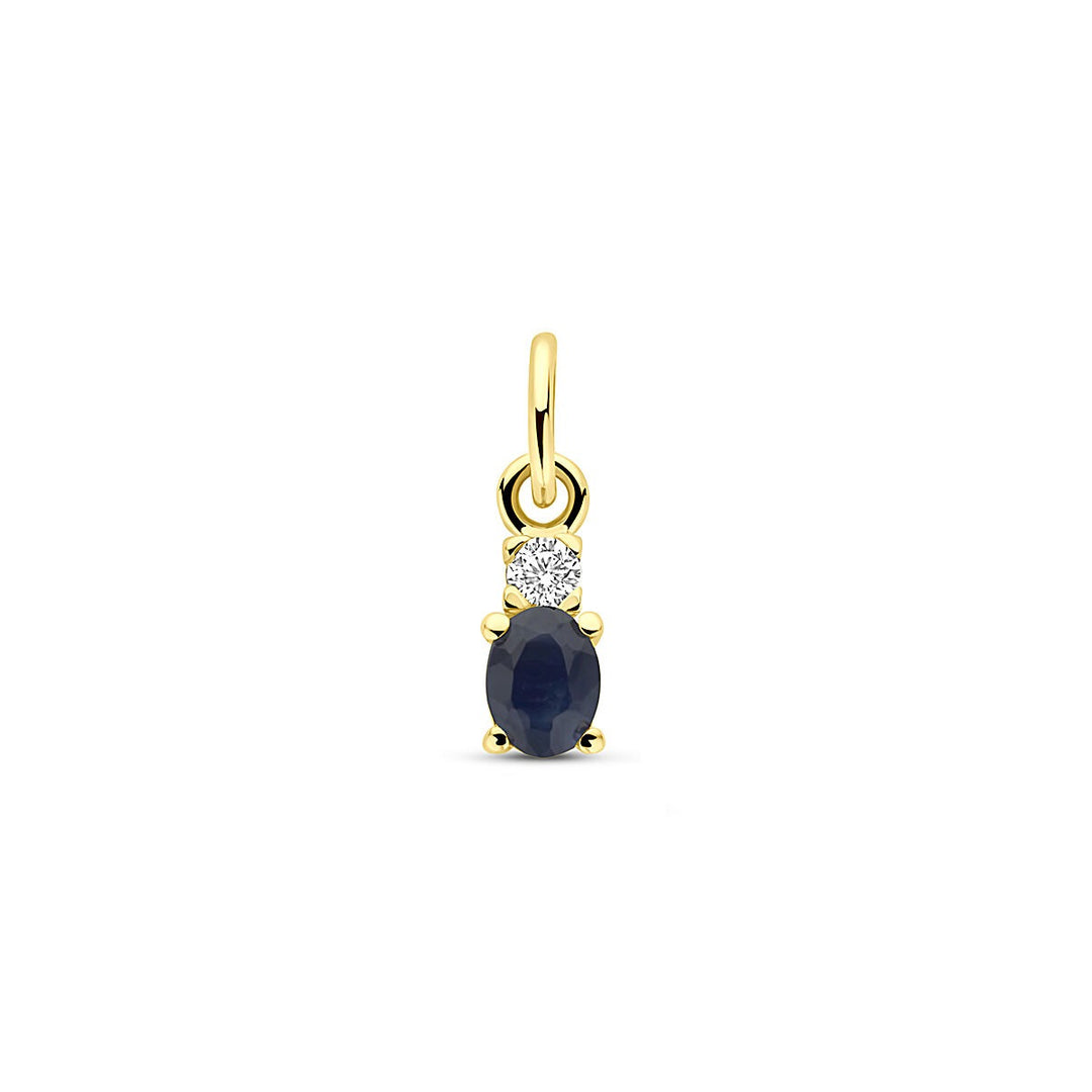 14k Geelgouden hanger met saffier en zirkonia – 12 mm