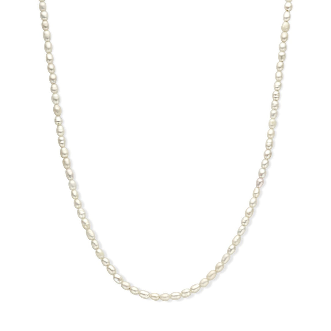 Halskette Perle 3,8 mm 50 + 5 cm Silber vergoldet (gelb)