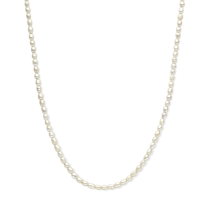 Halskette Perle 3,8 mm 50 + 5 cm Silber vergoldet (gelb)