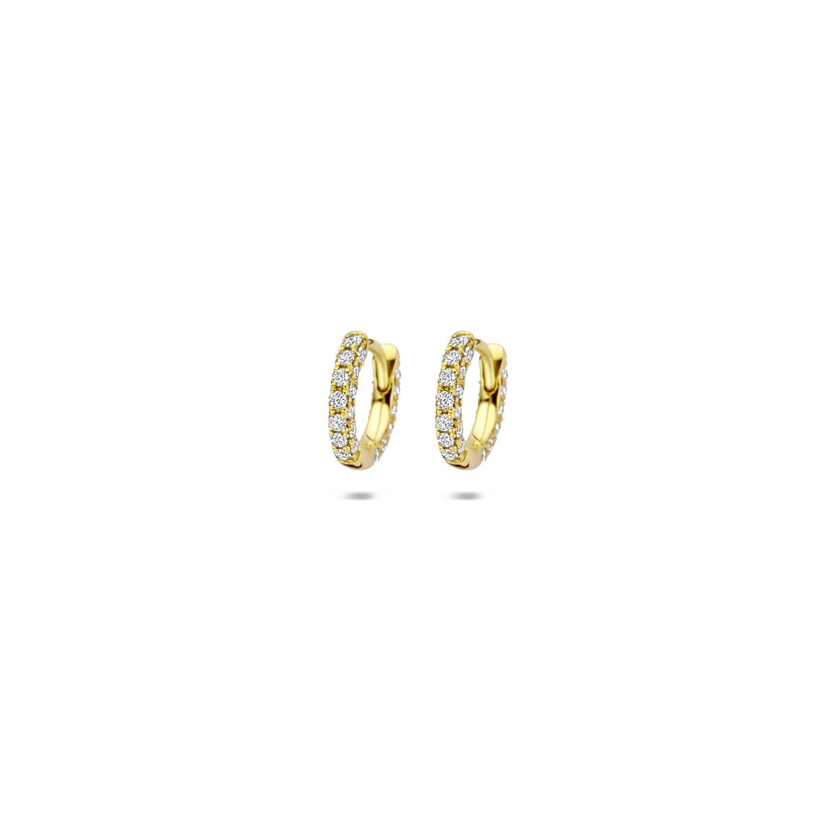 14k gelbgoldene Klappohrringe mit brillant geschliffenen, lab-grown Diamanten