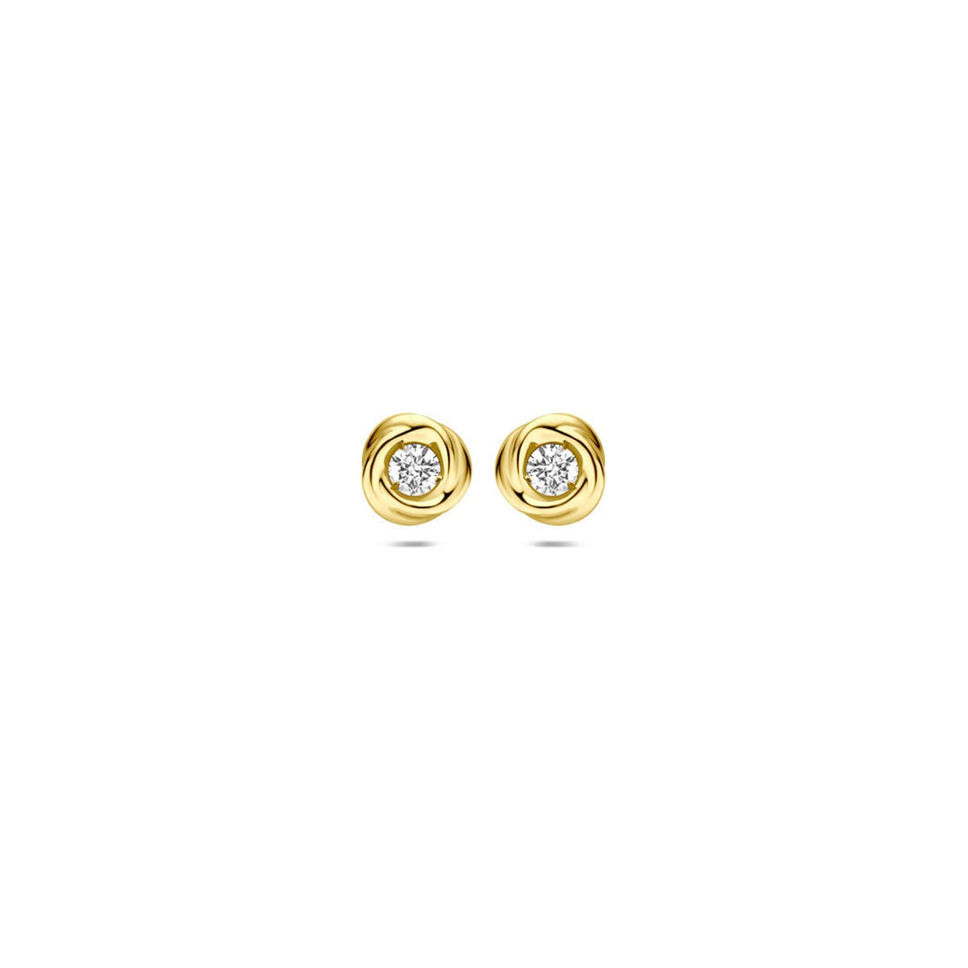 14k Geelgouden oorknoppen met lab grown diamant