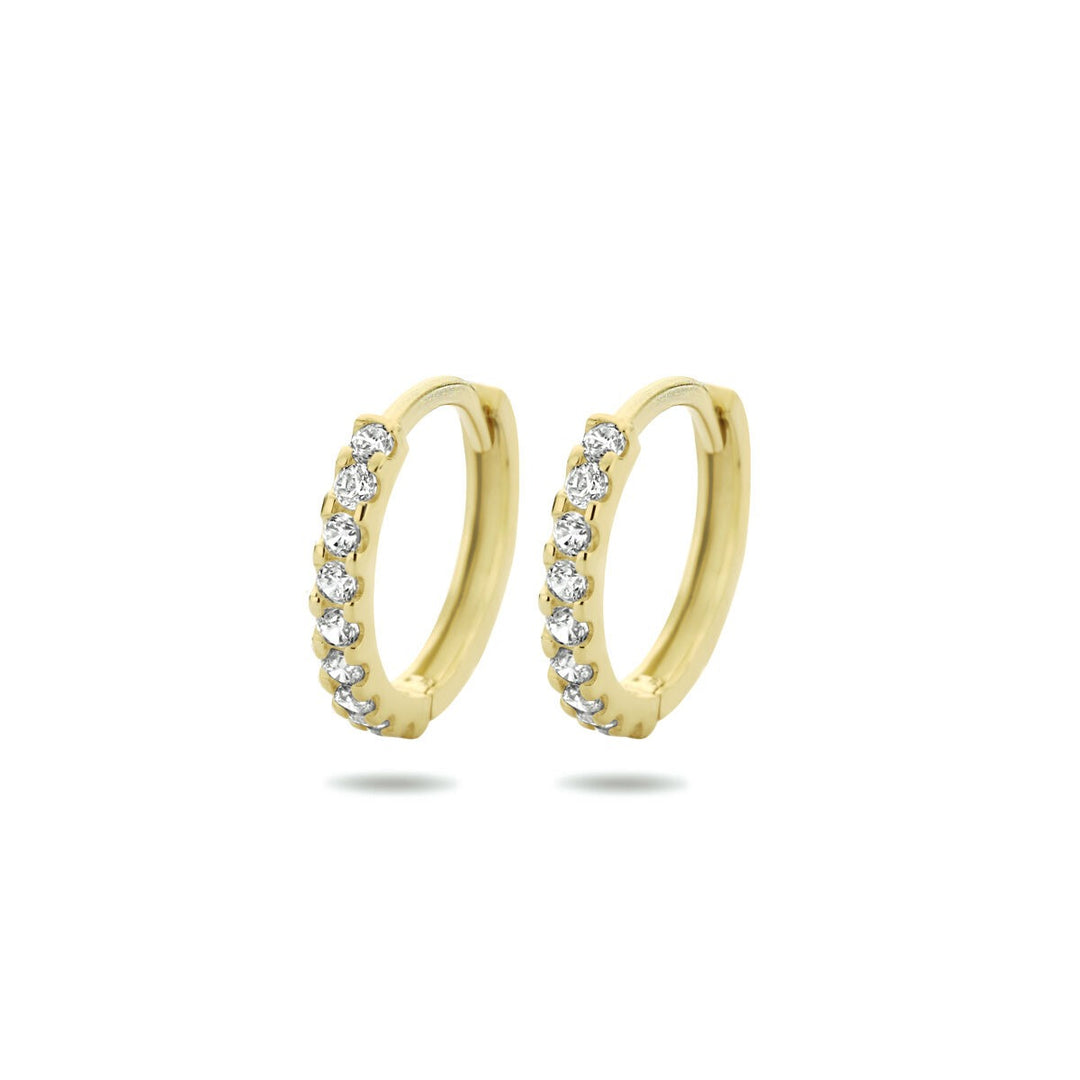 9k Geelgouden Klapoorringen met Zirkonia 12.5 x 1.5 mm