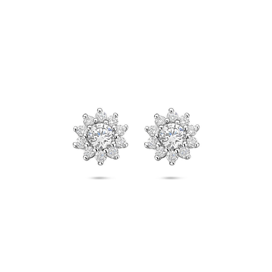 erhodineerd 925 Zilveren Oorknoppen met Zirkonia – 8mm Briljant Zirkonia voor Dames
