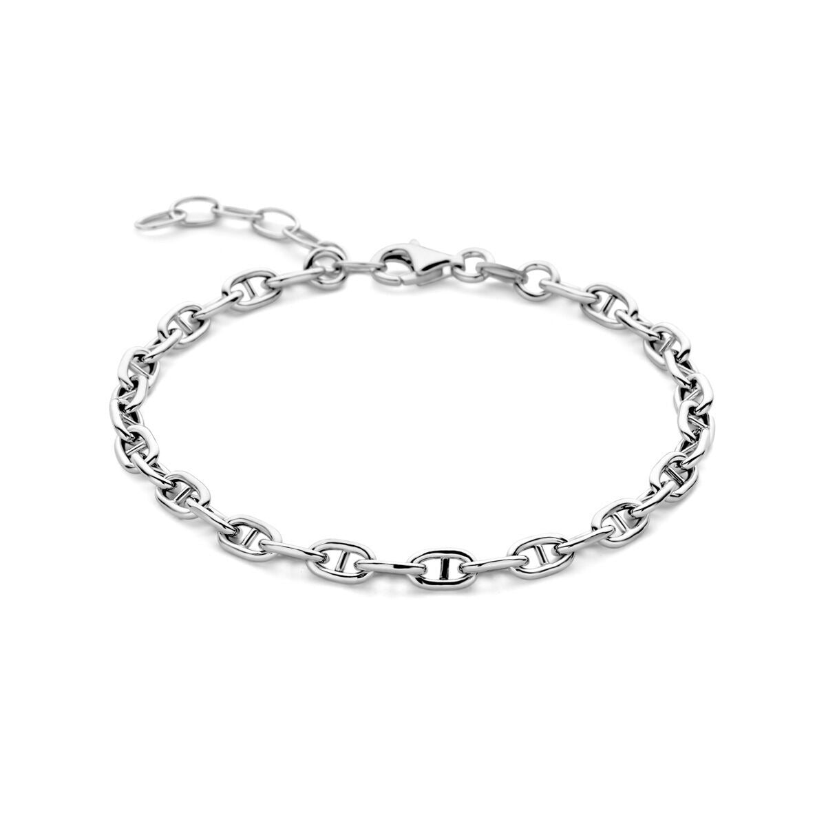 Armband aus rhodiniertem 925 Silber mit maritimen Gliedern und Karabinerverschluss