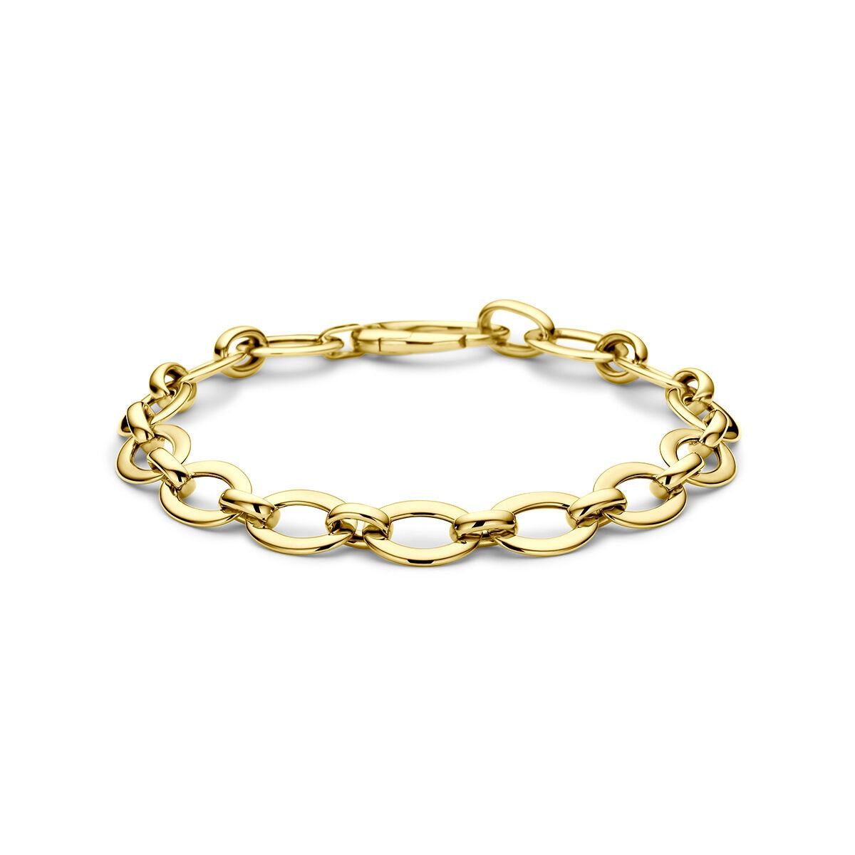 14k Gelbgoldene Ankerarmband mit ovalen Gliedern und einem sicheren Verschluss