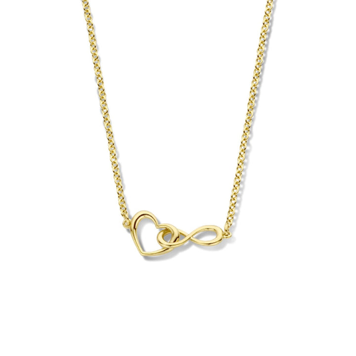 Goudkleurige ketting met hart en infinity symbool