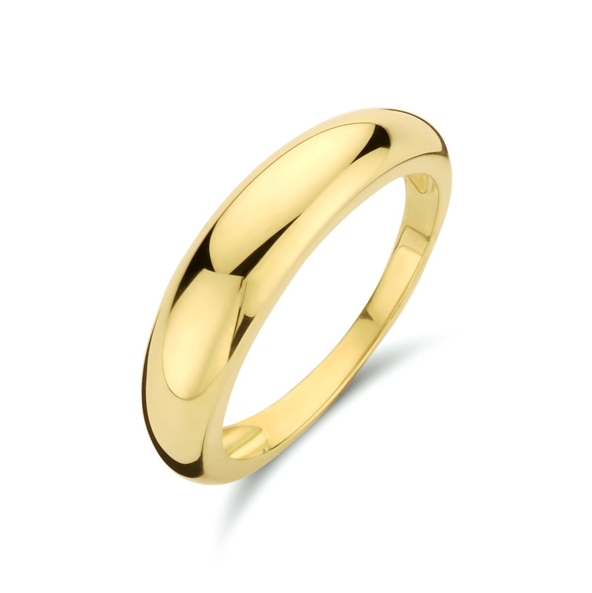 Damenring aus 9 Karat gelbgold mit klassischem, glattem Design und polierter Oberfläche