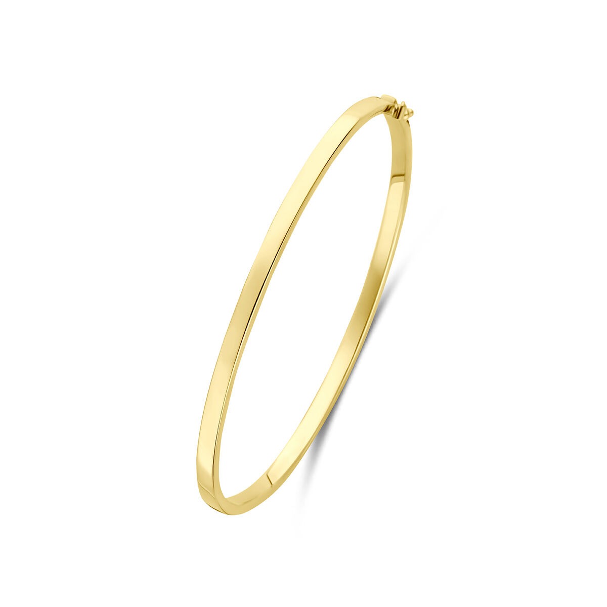 Bangle-Armband aus 9k Gelbgold mit flacher Form und silberner Kern