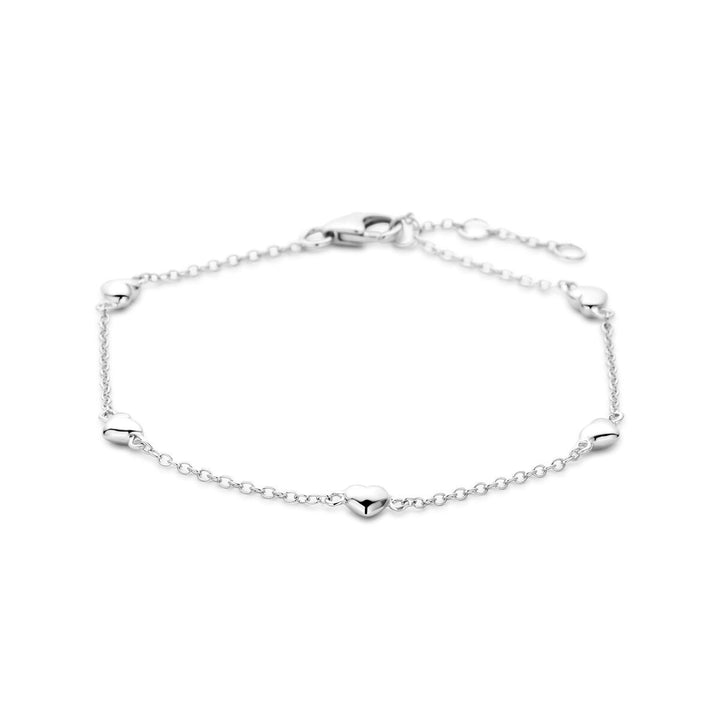 Zilveren dames armband met hartjes – gerhodineerd 18.5 cm