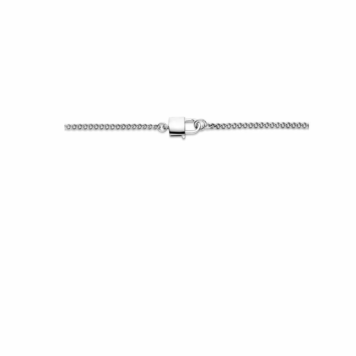 Silberne Damenhalskette – rhodiniertes Collier mit Schloss-Anhänger