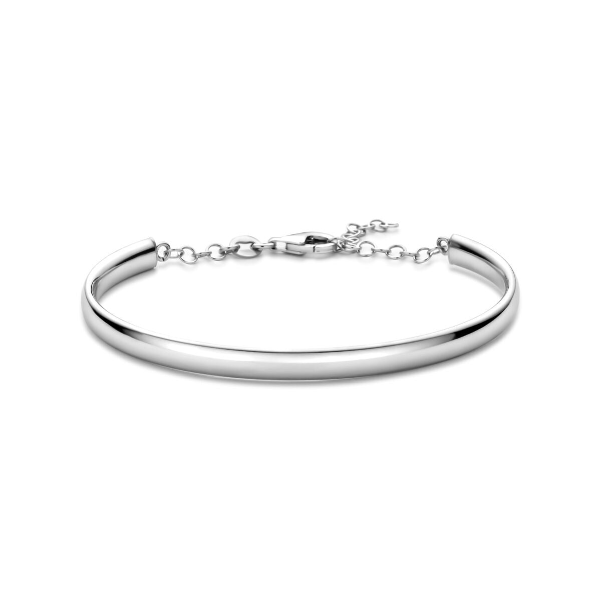 Silbernes Damenarmband aus rhodiniertem 925 Silber mit Karabinerverschluss und einer Breite von 5 mm