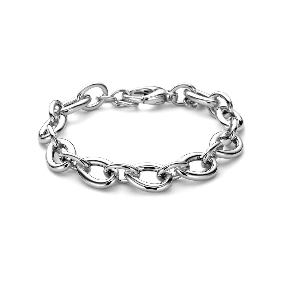 Breite Anker-Schmuckarmband aus rhodiniertem Silber mit 11 mm großen Gliedern und einer Länge von 19,5 cm