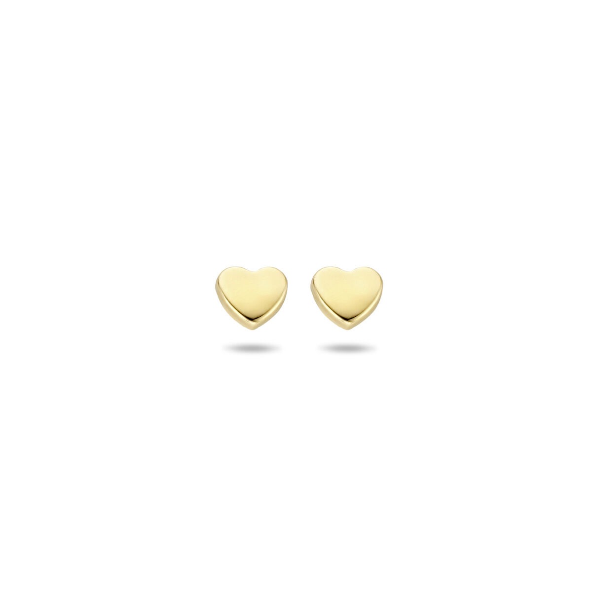 Ohrstecker aus 14k Gelbgold in Herzform mit glatter Oberfläche
