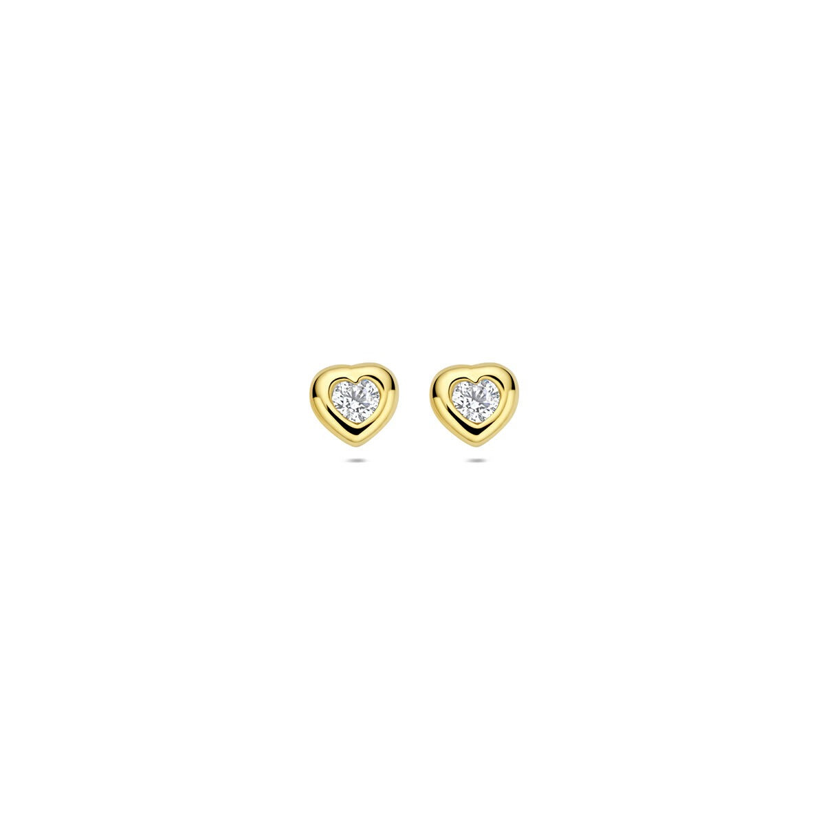Gelbgoldohrstecker mit Herz und Zirkonia – 14k