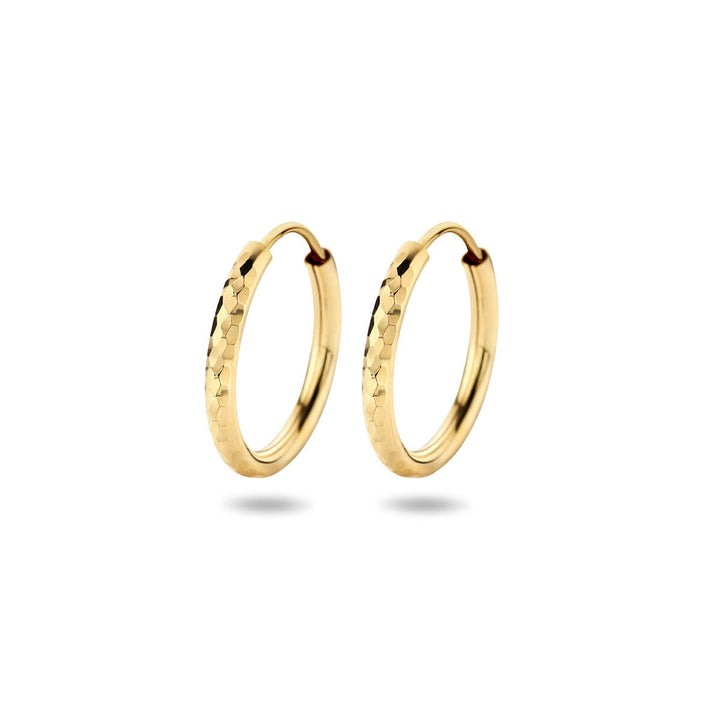 Ohrringe rundes Rohr diamantiert 14K Gelbgold