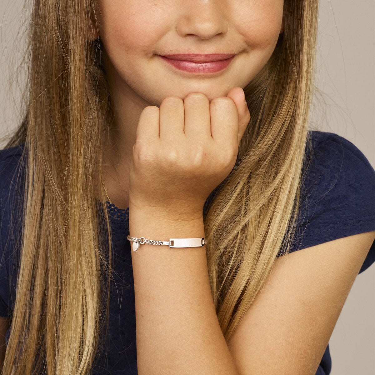 Gravurarmband Herzplättchen 4,2 mm Silber rhodiniert