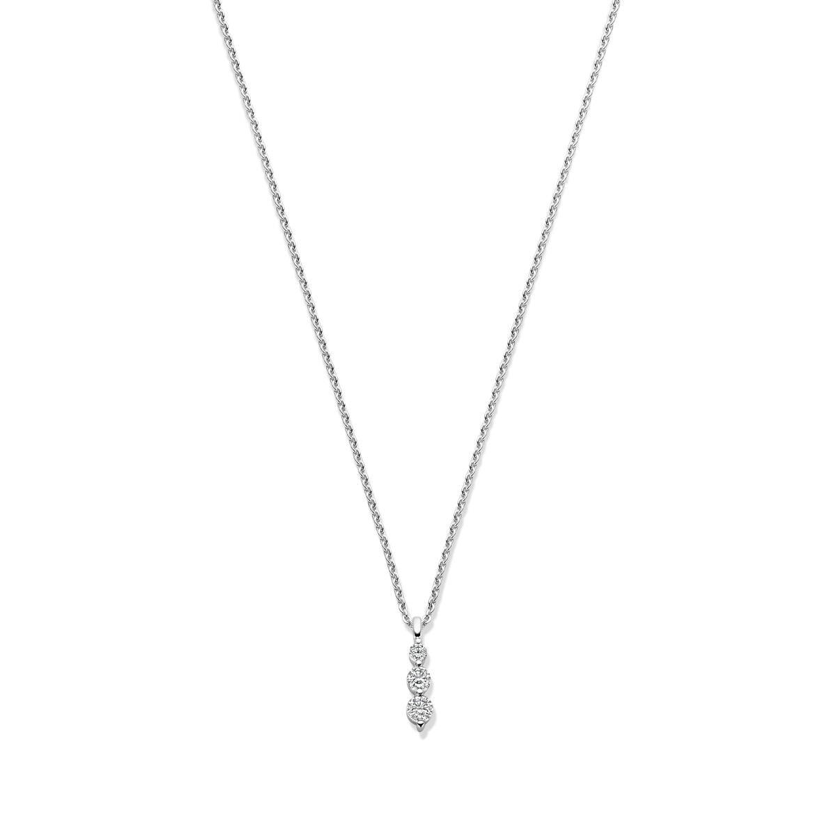 Silbernes Collier aus rhodiniertem 925 Silber mit Zirkonia, Länge 42-45 cm