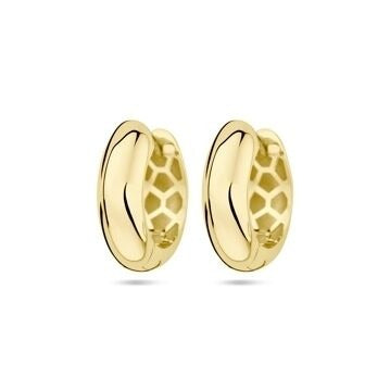 Goldene Klapp-Ohrringe aus 9 Karat mit glänzender Oberfläche und geschwungener Form
