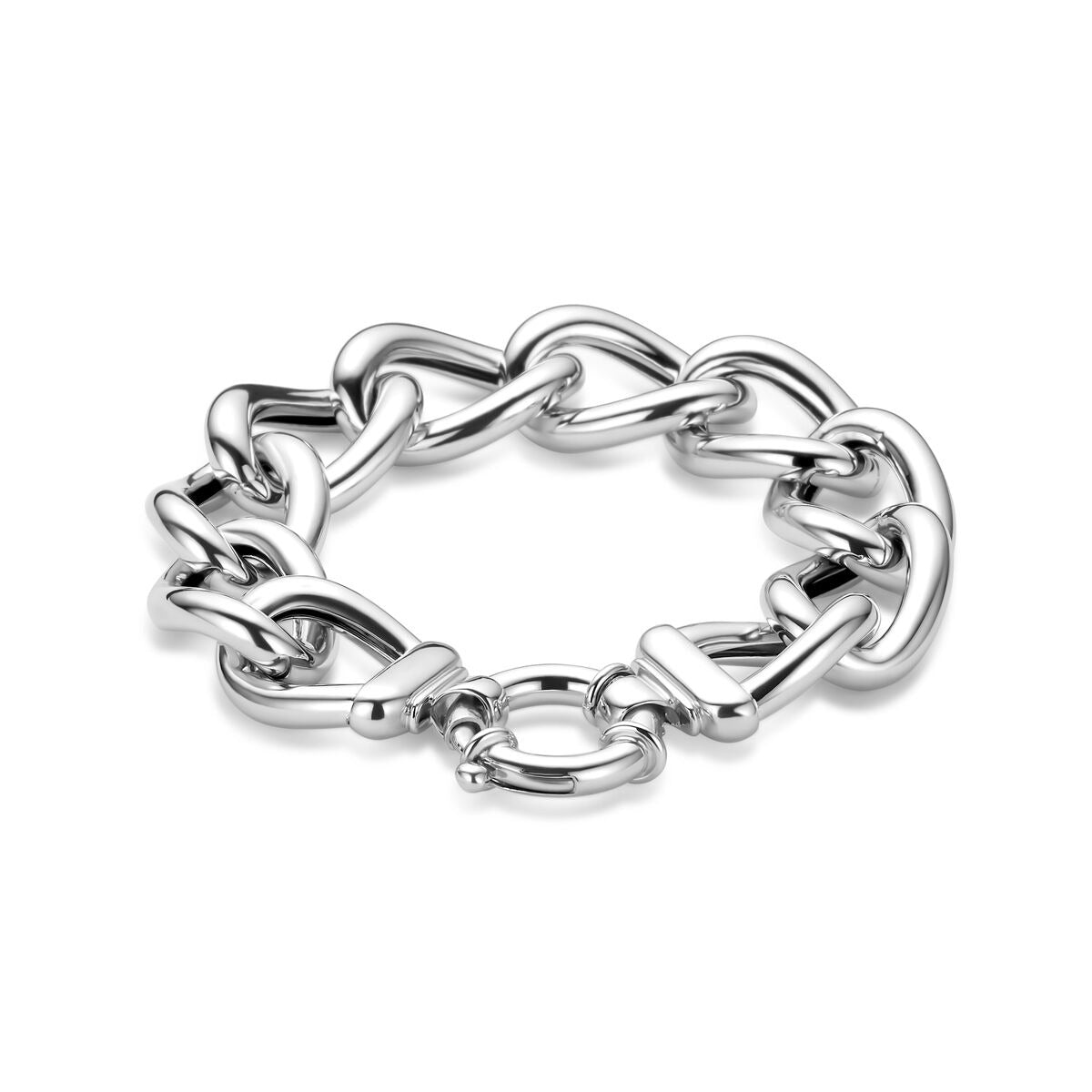 925 rhodiniertes Silberarmband mit Gourmette-Gliedern und einem runden Verschluss