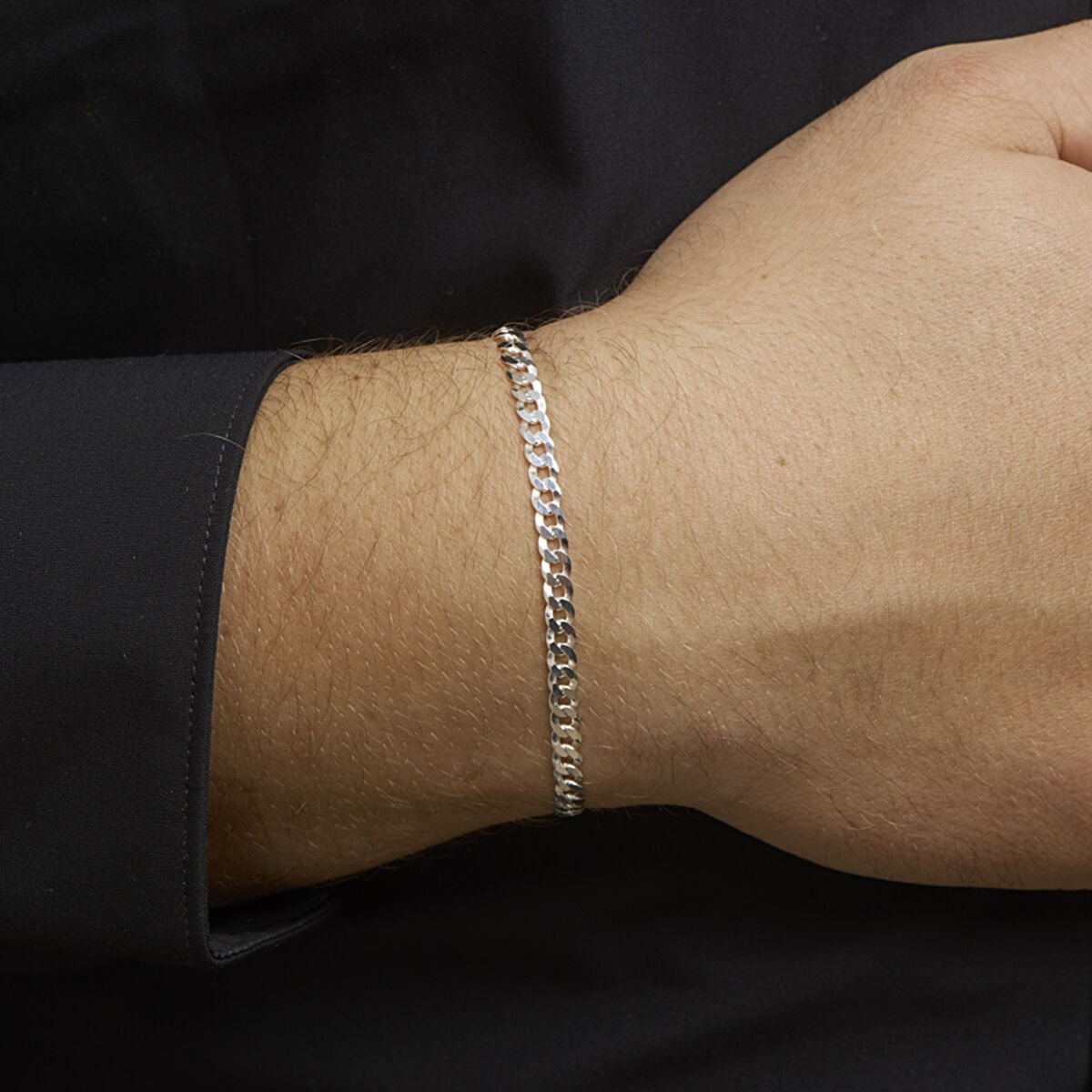 Gourmettkette 6-seitig geschliffen 4,3 mm Silber rhodiniert