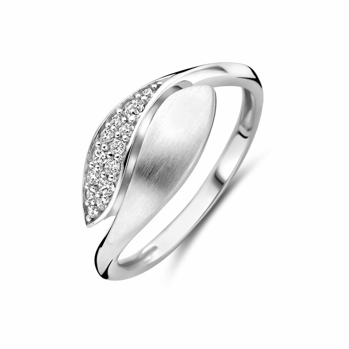 Zilveren ring met briljant geslepen zirkonia – gerhodineerd 925 zilver, 8,5 mm breed