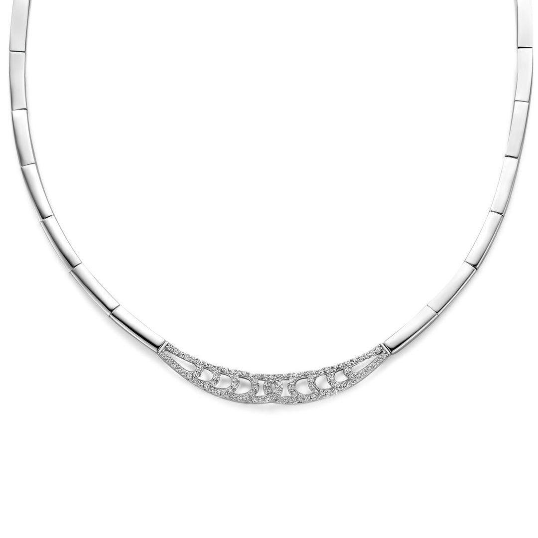 925 Gerhodineerd Zilveren Collier met Zirkonia
