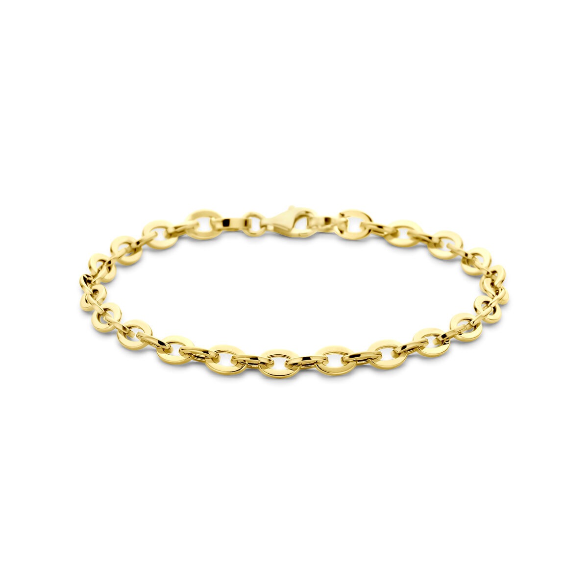 14k Gelbgoldene Anker-Schlüsselarmband für Damen mit 4,7 mm Gliedern und 19 cm Länge