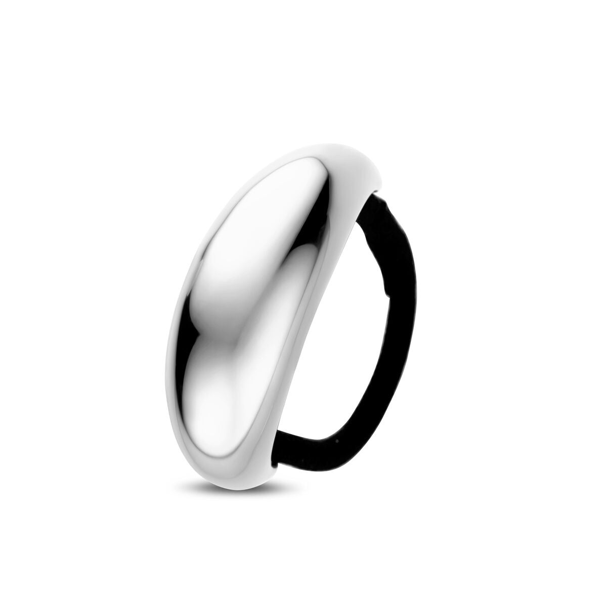 Stahl-Haar-Cuff für Damen in Silber mit schwarzem Akzent und glänzender Oberfläche
