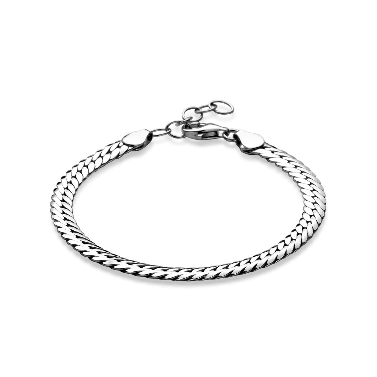 Silberne Gourmet-Armband 925 mit rhodinierten Oberflächen und klassischem Flechtmuster