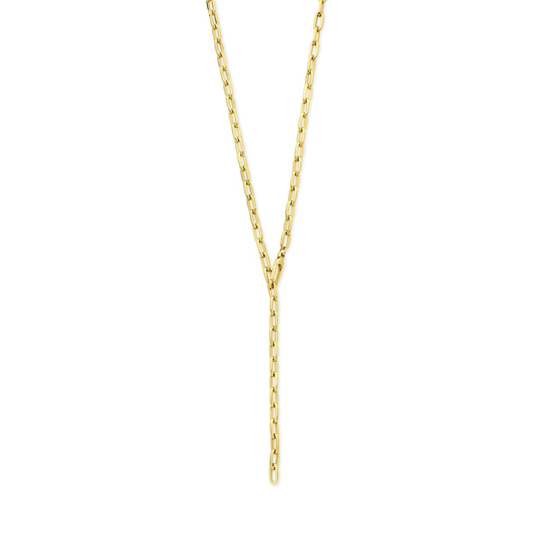 14k geelgouden Y-collier – anker schakel met moderne veelzijdigheid