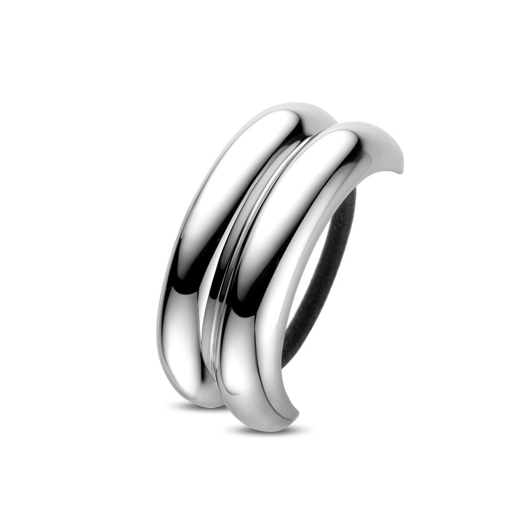Zilverkleurige stalen hair cuff dames 76x32mm