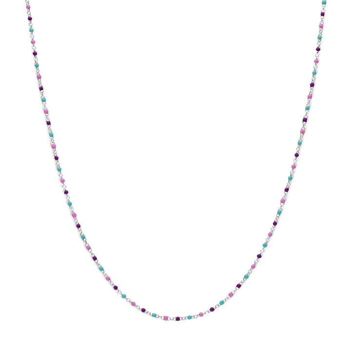 Halskette Kugeln aus farbigem Email 36 + 4 cm Silber rhodiniert