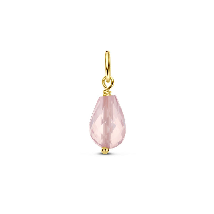 14k Geelgouden Hanger met Rozenkwarts – Briolette Geslepen