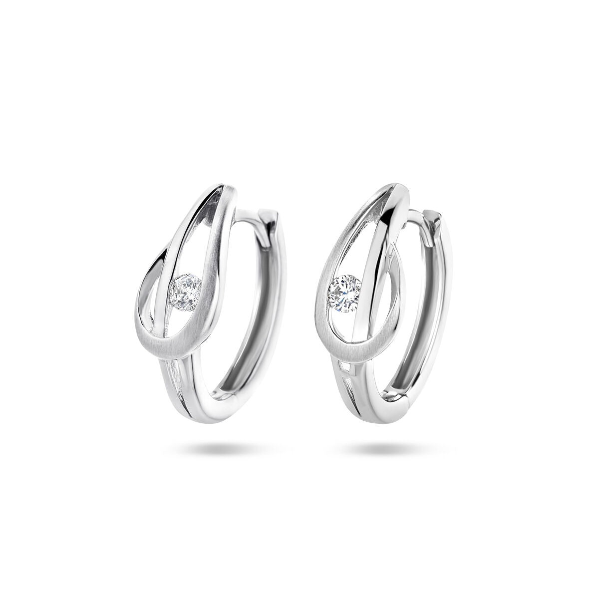 Klapp-Ohrringe aus rhodiniertem Silber mit Zirkonia in tropfenförmigem Design