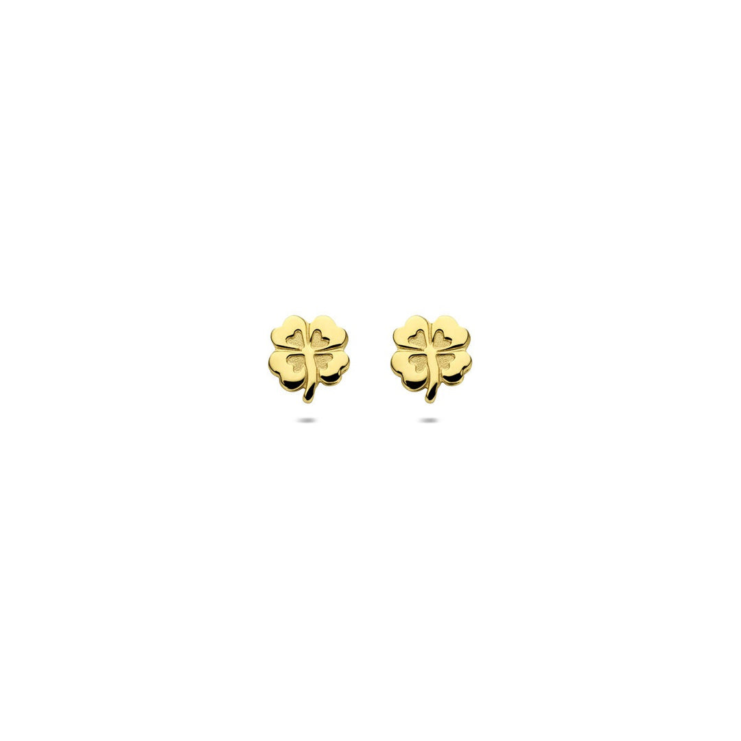 Ohrstecker Klee Poly/matt 14K Gelbgold