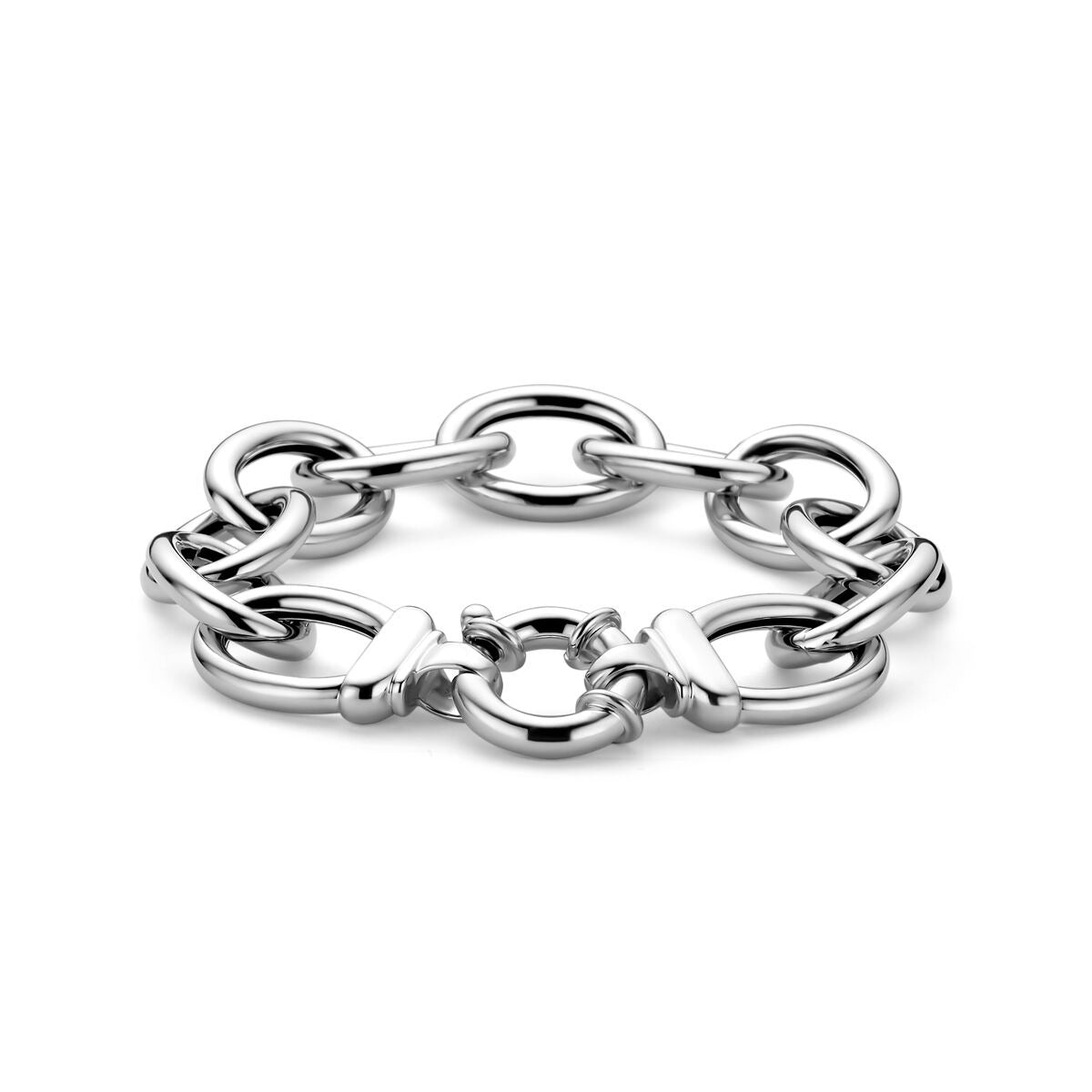 Armband aus rhodiniertem 925er Silber mit Anker-Sch links und großen Gliedern