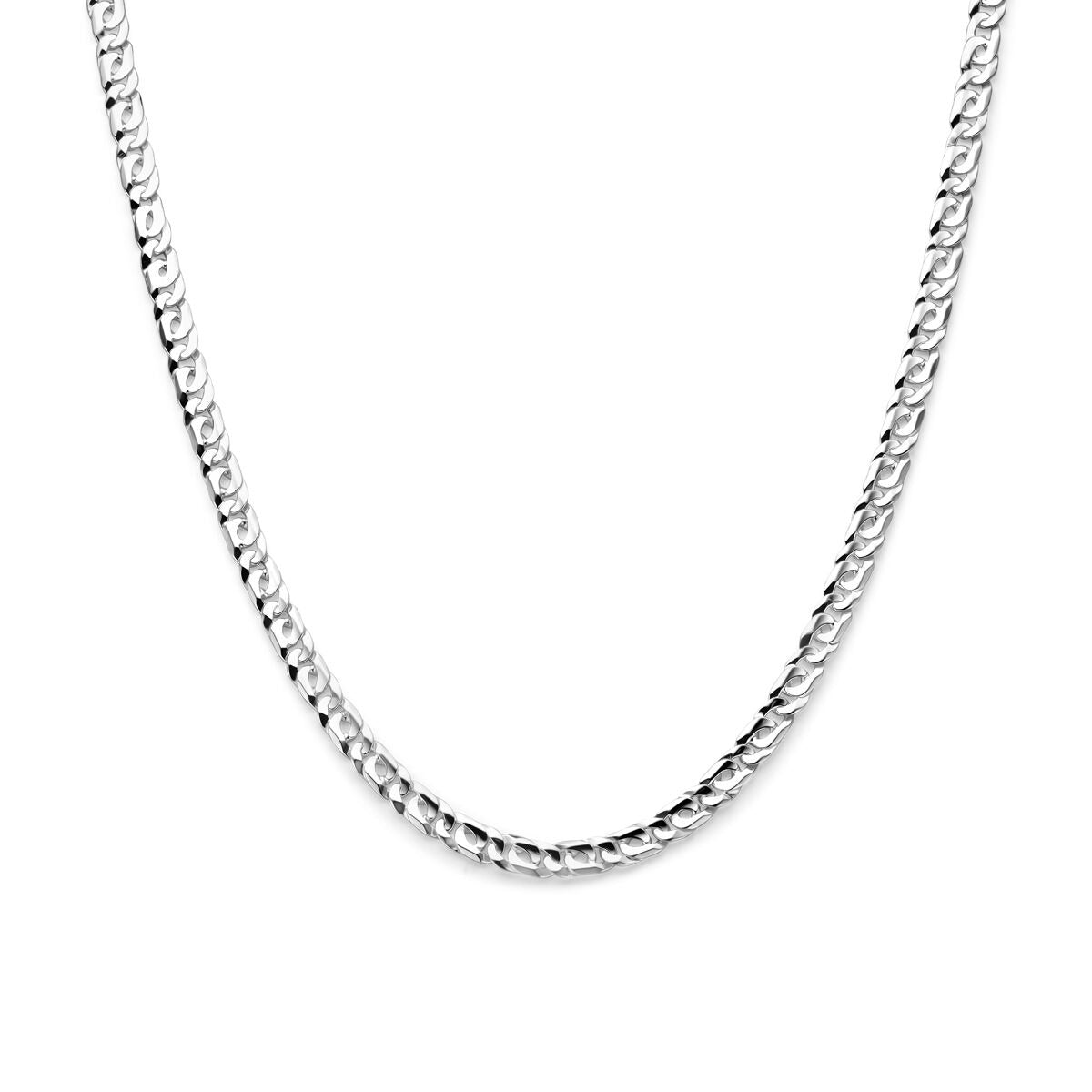 Herren Kette aus Silber mit Anker-Schalenelementen und Karabinerverschluss