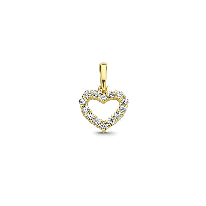 Gouden hanger 9k met hart van zirkonia – Ketting met hartje
