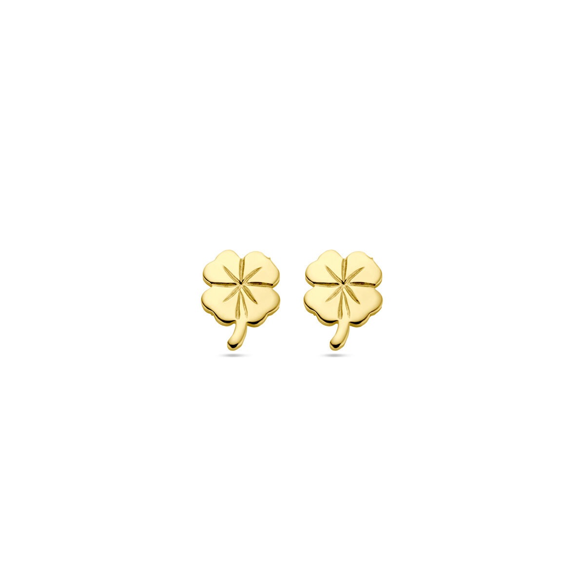 Gelbgoldene Ohrstecker in Kleeblattform aus 14 Karat Gold