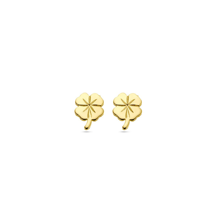 Kleeblatt-Ohrstecker aus 14-karätigem Gelbgold