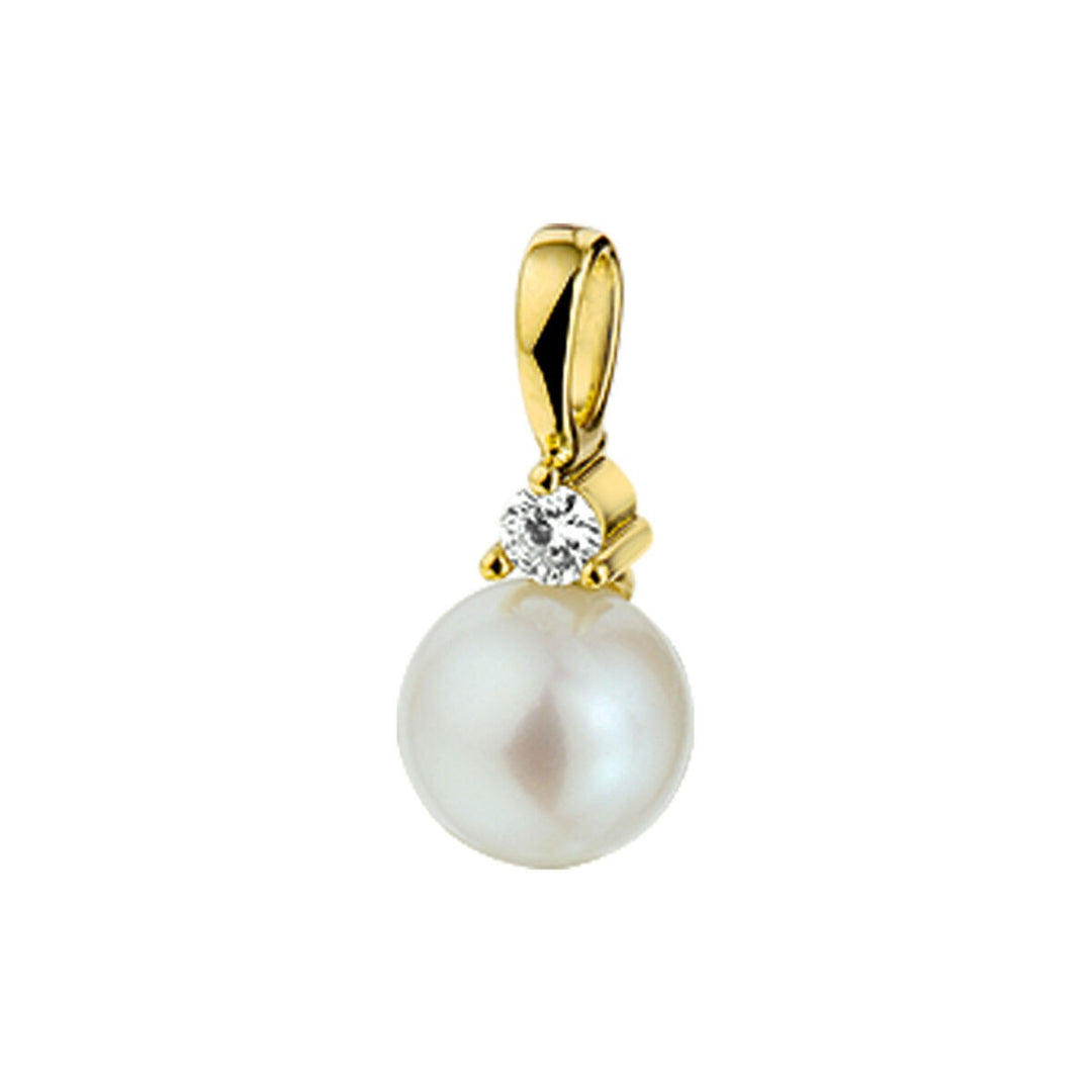 Anhänger Perle und Diamant 0,05 ct h si 14 K Gelbgold 