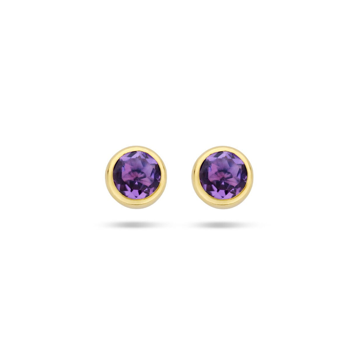 14k gelbgoldene Ohrstecker mit lila Amethysten