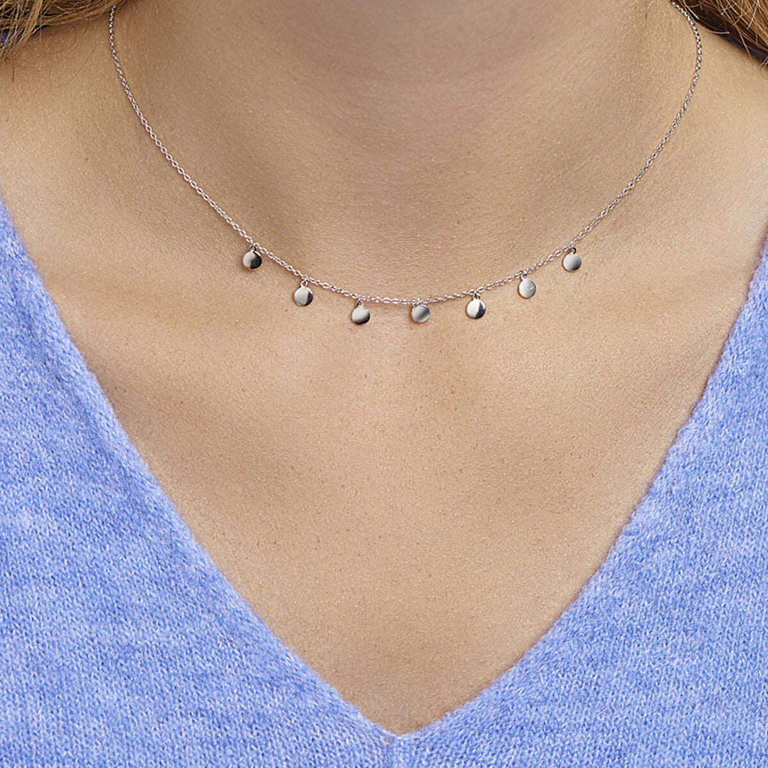 Halskette Kreise 41 + 4 cm Silber rhodiniert