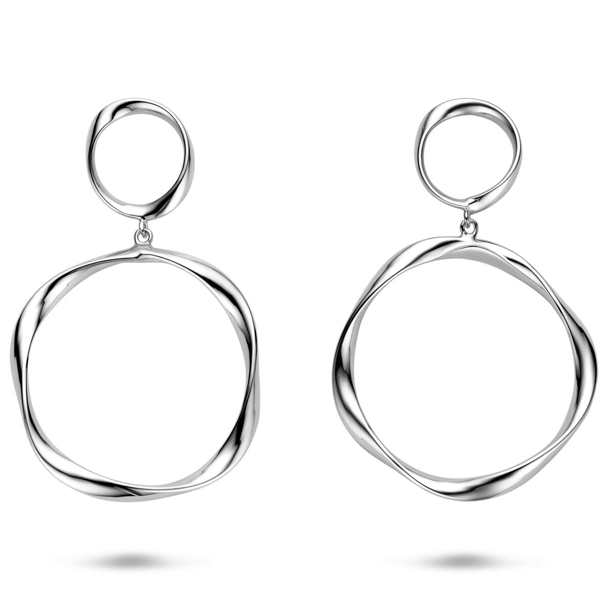 Gerhodineerde silberne Ohrhänger in eleganter Länge von 66 mm mit geschwungenem, glänzendem Design