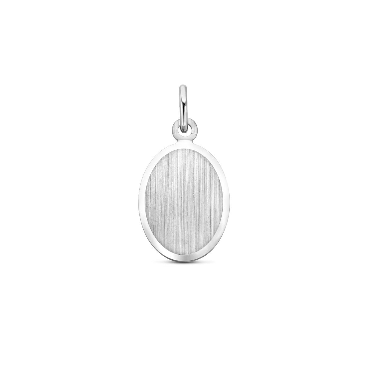 Gravuranhänger aus rhodiniertem 925 Silber, oval, mit matter und diamantierter Oberfläche, 24 x 12 mm