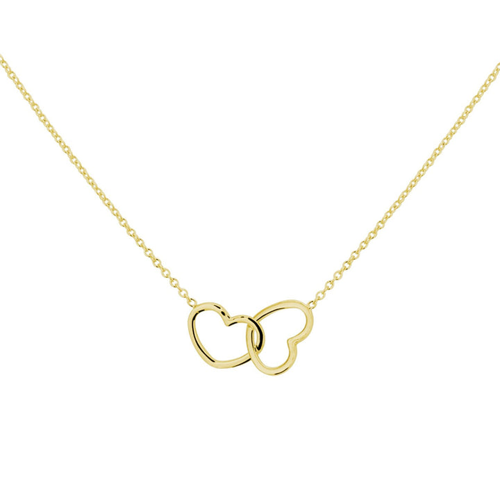 Verguld Zilveren Collier met Twee Hartjes – 40-45 cm