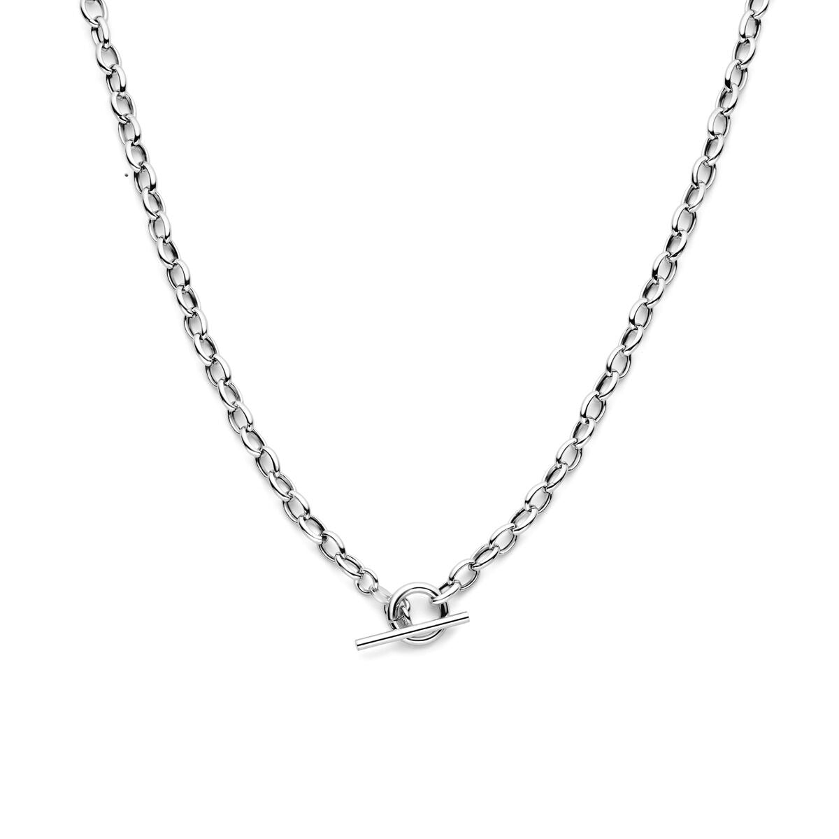 Silberne Damenkette mit rhodiniertem Ankerdesign und einem Kapittelslot