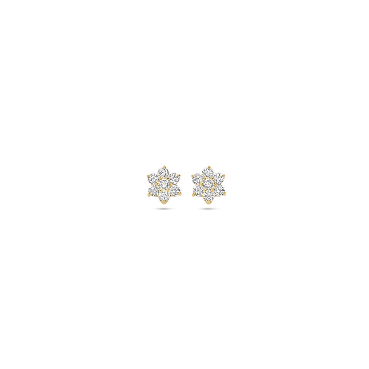 Goldene 9k Ohrstecker mit Zirkonia in Blumenform