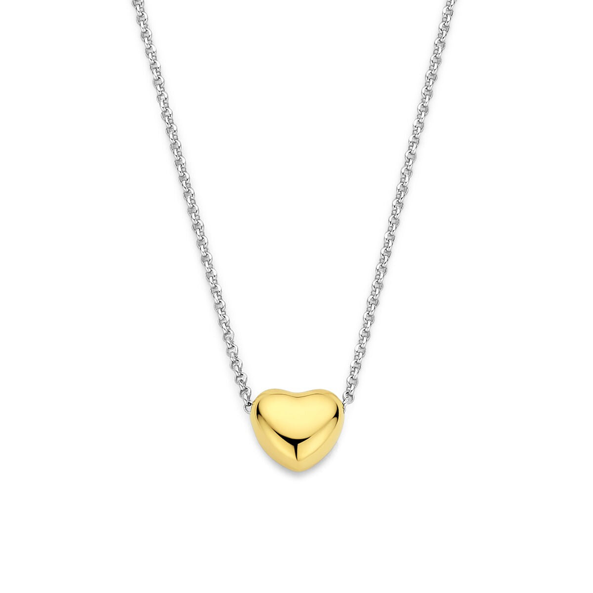 Gerhodiniertes Silbercollier mit goldenem Herzanhänger